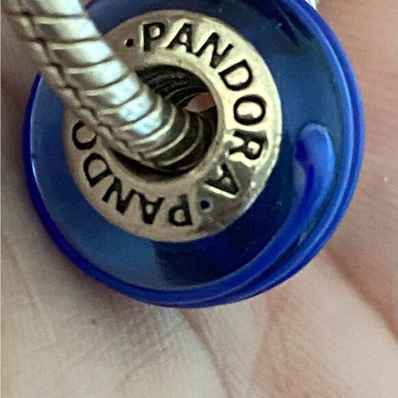 Authentic Pandora Blue Ribbon Murano Glass Charm - Picture 2 of 2